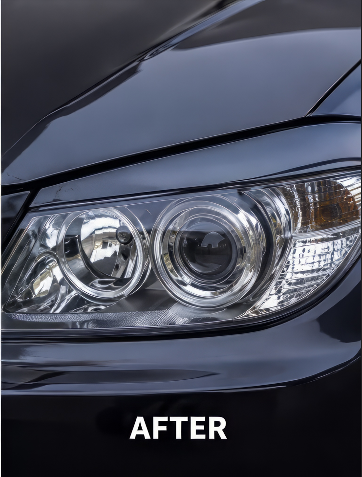 Clear headlight after Klean Kartel headlight restoration in Toronto